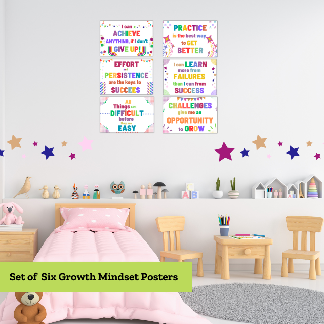 Motivational Growth Mindset quotes Poster for kids room