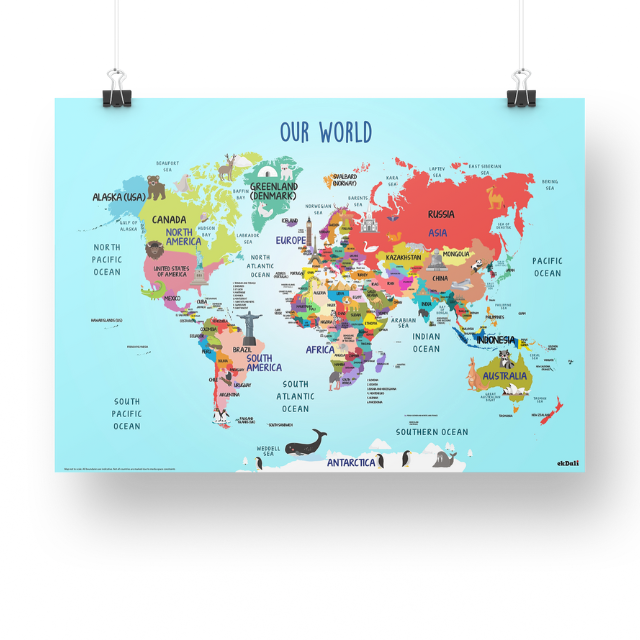 printable world map with countries for kids